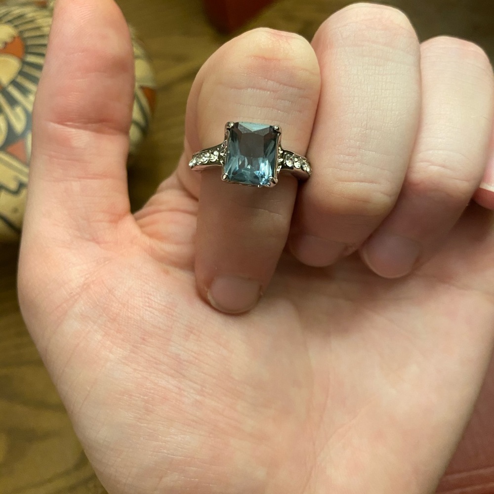 Sky Blue Topaz Simulated Rectangle Ring - image 2